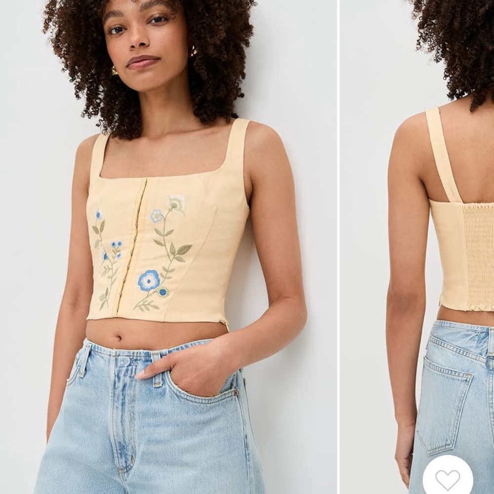 Reformation Juliet Linen Top and Ren Linen Skirt
